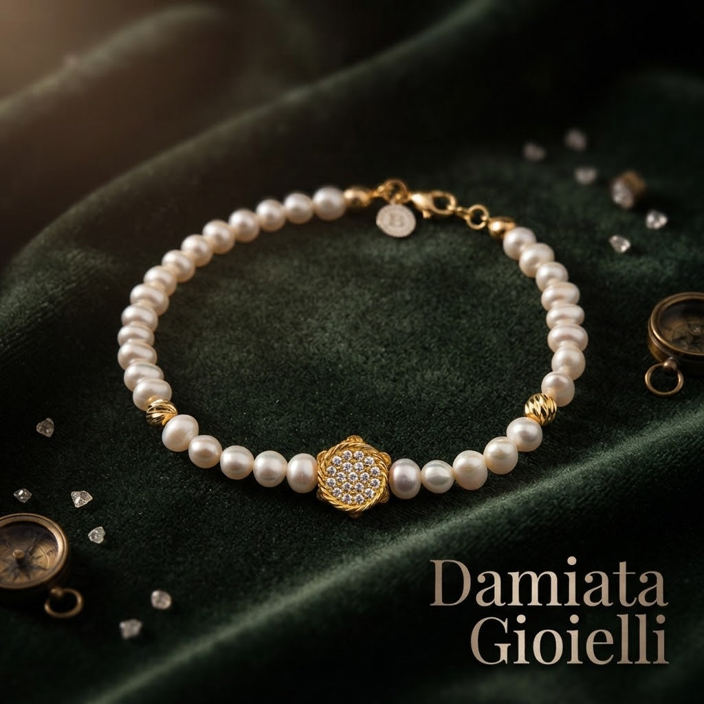 Bracciale donna Isola Bella Tamburello in argento, perle e zirconi ref. 20001403