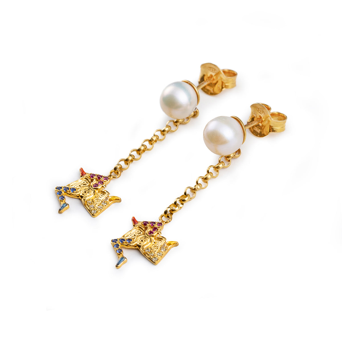 Orecchini donna Isola Bella Trinacria in argento, zirconi e perle 20001405