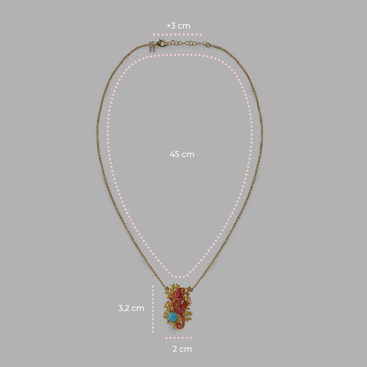 Collana donna Isola Bella Corallo Ippocampo in argento e turchese 20001437