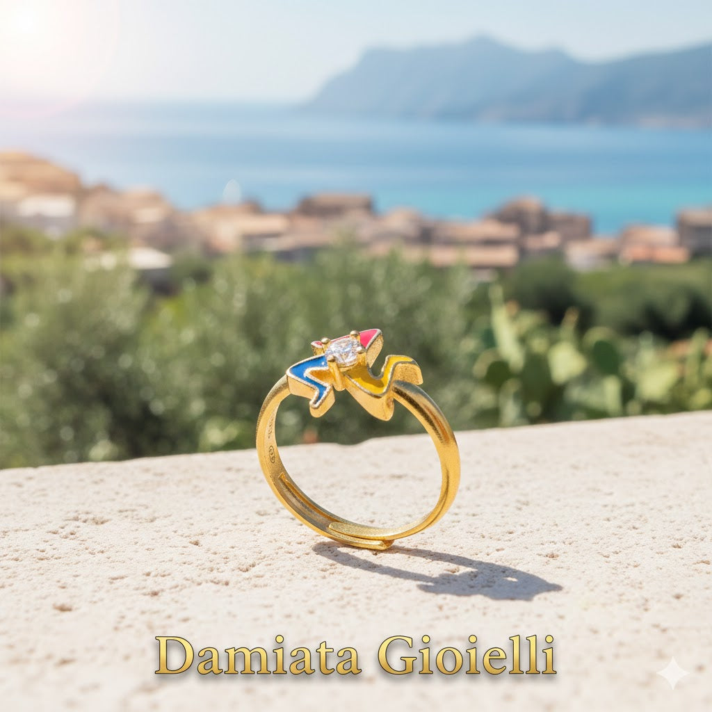 Anello donna Isola Bella Trinacria in argento e zircone 20001472