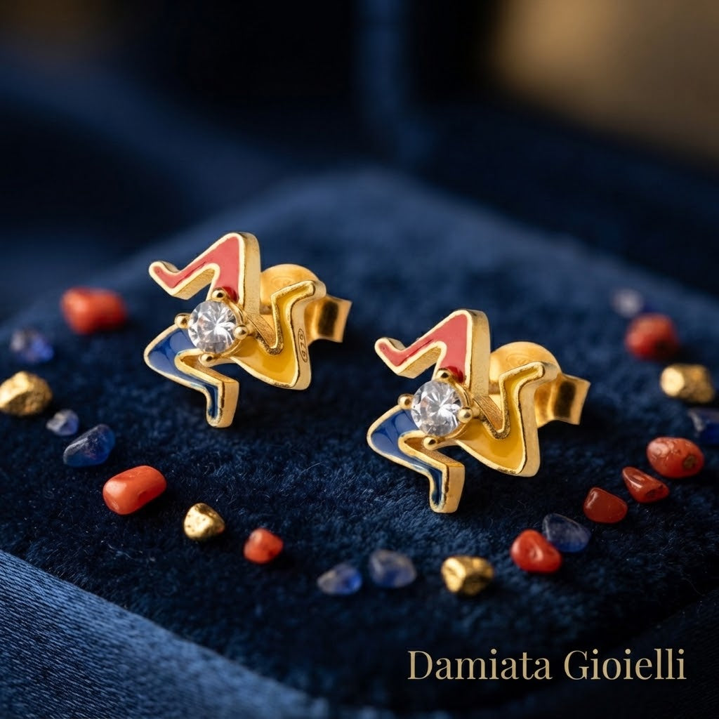 Orecchini donna Isola Bella Trinacria in argento e zirconi ref. 20001473