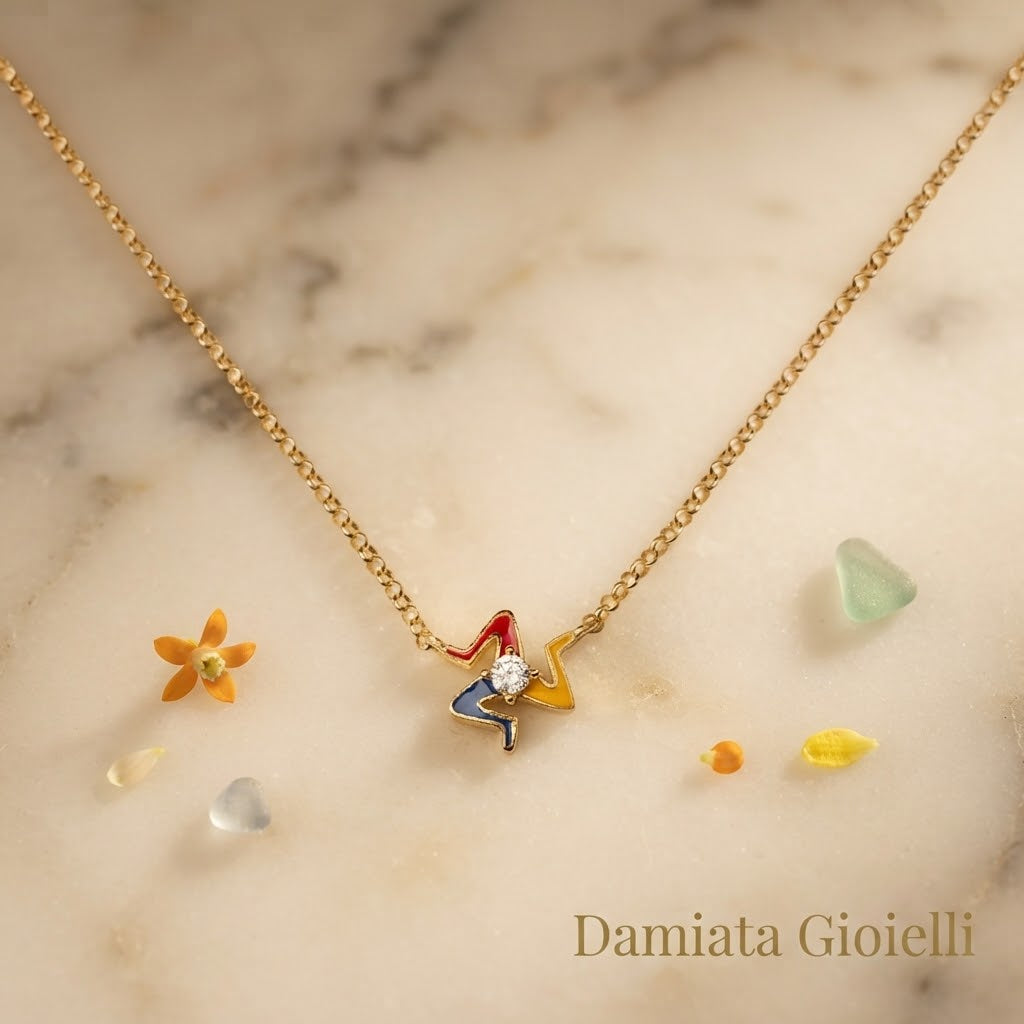 Collana donna Isola Bella Trinacria in argento e zircone ref. 20001474