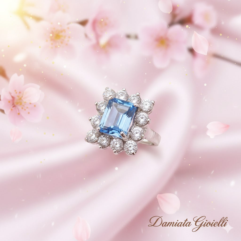 Anello donna Damiata Gioielli in oro bianco, quarzo e zirconi 2100/102/1