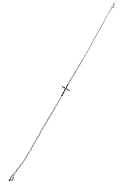 Bracciale tennis con croce unisex Damiata Gioielli in oro bianco e zirconi 2105/102/1