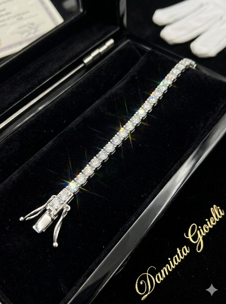 Bracciale tennis con croce unisex Damiata Gioielli in oro bianco 2105/102