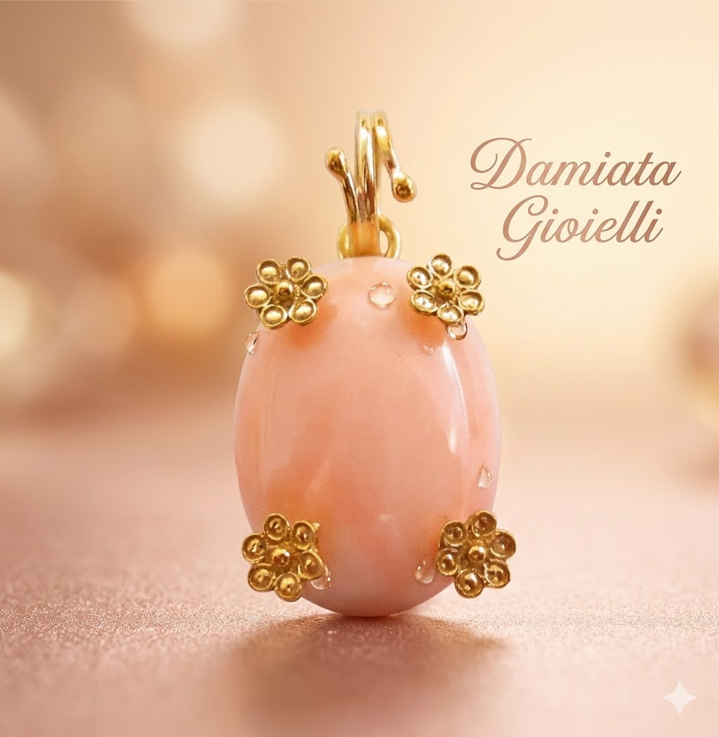 Ciondolo donna Damiata Gioielli in oro giallo e corallo rosa 2110/102