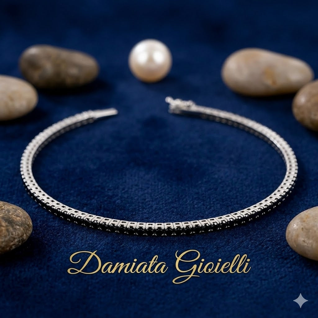 Bracciale tennis unisex Damiata Gioielli in oro bianco e zirconi 2110/102/1