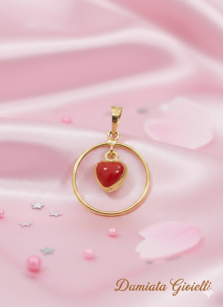 Ciondolo a cuore bambina Damiata Gioielli in oro giallo smaltato 211/102/1