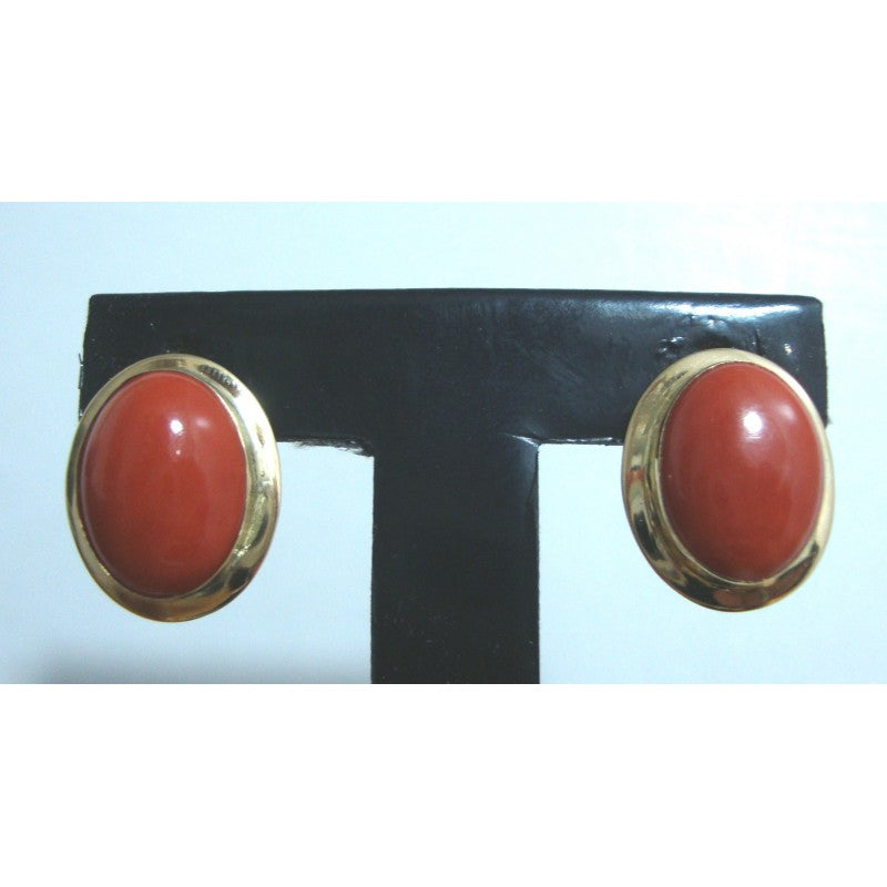 Orecchini a bottone donna Damiata Gioielli in oro giallo con corallo rosso 2114/102