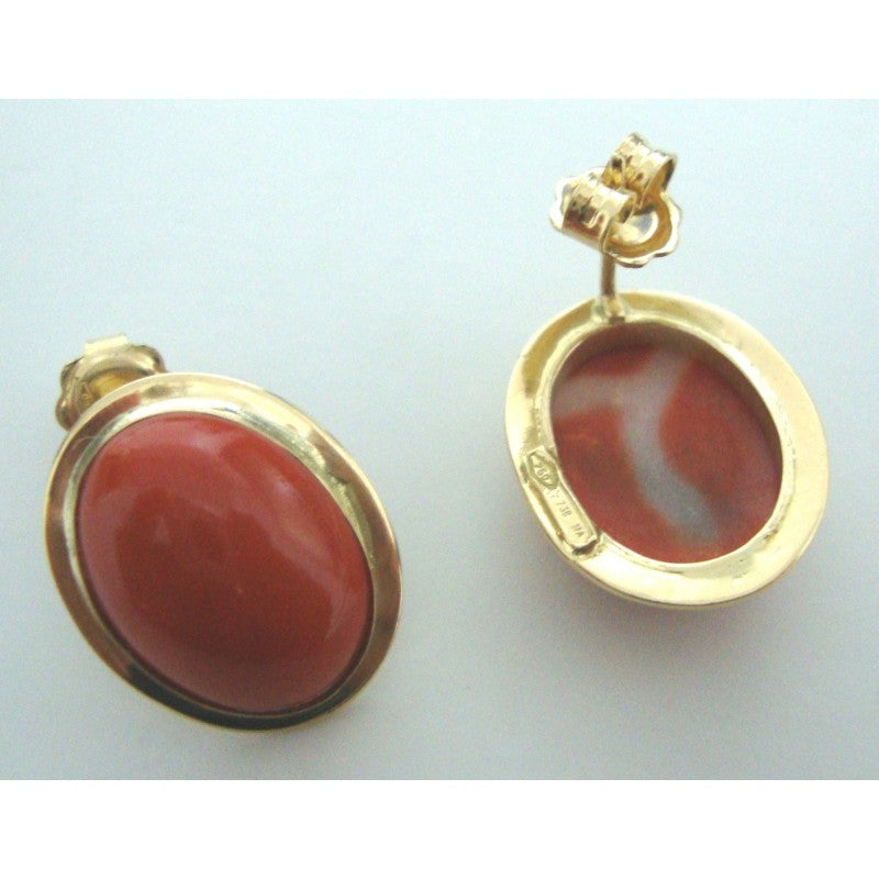 Orecchini a bottone donna Damiata Gioielli in oro giallo con corallo rosso 2114/102