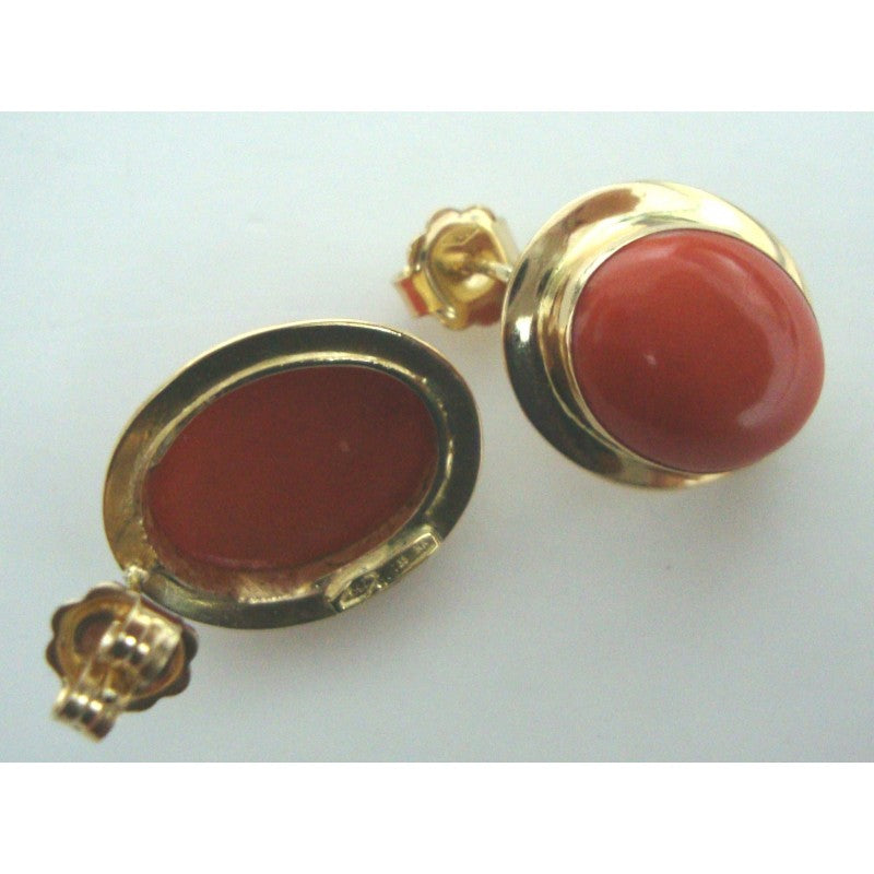 Orecchini a bottone donna Damiata Gioielli in oro giallo con corallo rosso 2114/102