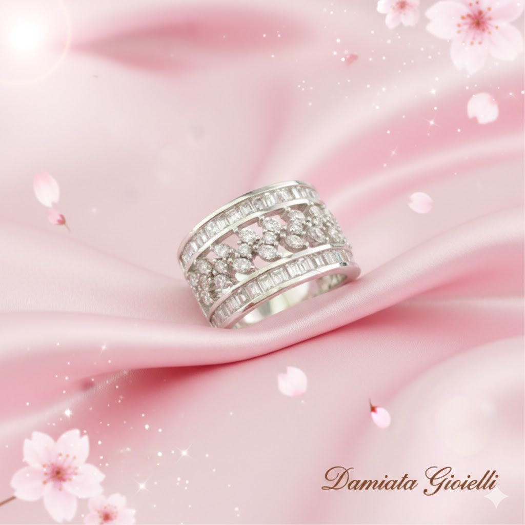 Anello a fascia donna Damiata Gioielli in oro bianco e zirconi 2114/102/1