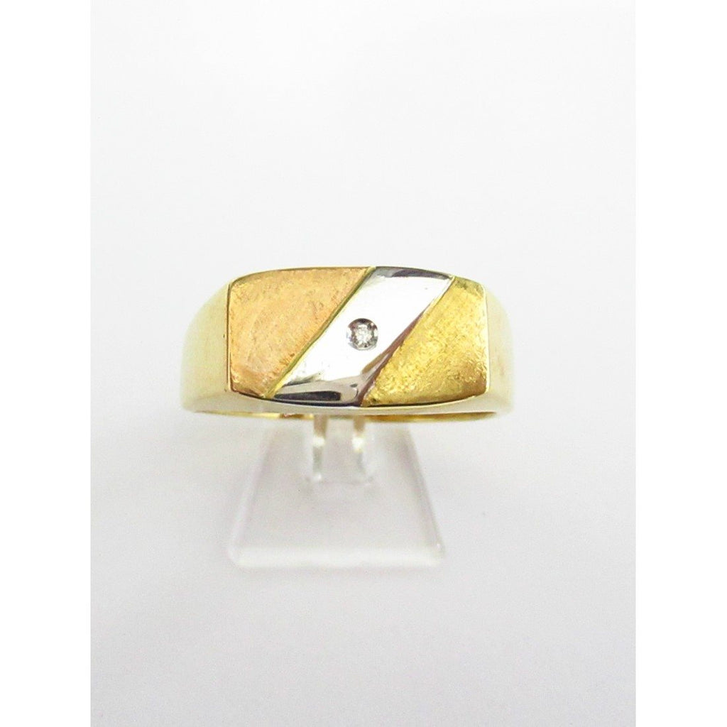 Anello uomo Damiata Gioielli in oro bianco, giallo e rosa con un diamante 2116/102/2