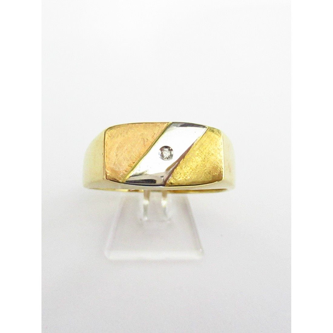 Anello uomo Damiata Gioielli in oro bianco, giallo e rosa con un diamante 2116/102/2