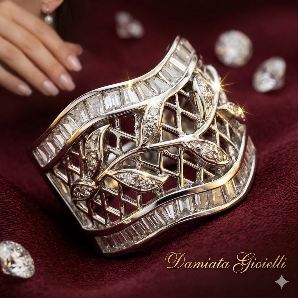 Anello a fascia donna Damiata Gioielli in oro bianco con zirconi 2118/102/2