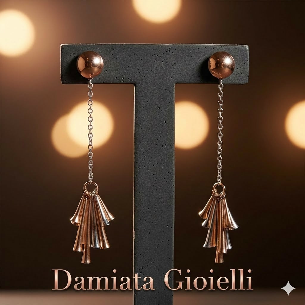 Orecchini pendenti donna Damiata Gioielli in oro bianco e rosa 2118/102