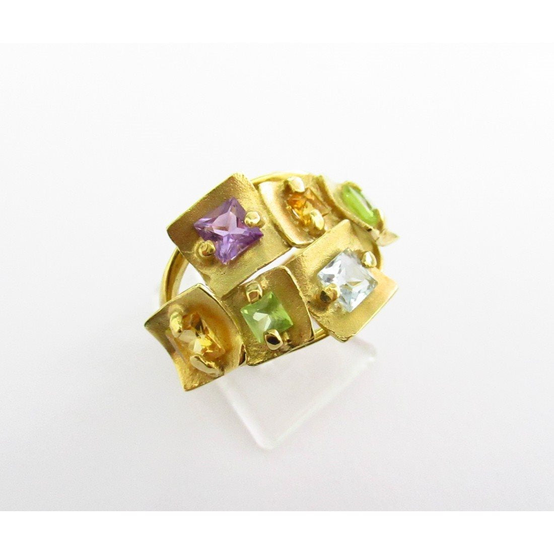 Anello donna Damiata Gioielli in oro giallo e quarzi multicolore 2120/102
