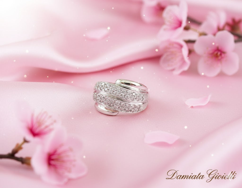 Anello donna Damiata Gioielli in oro bianco e zirconi 2120/102/2
