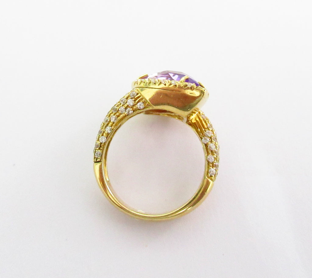 Anello a goccia donna Damiata Gioielli in oro giallo, quarzo e zirconi 2130/102/2