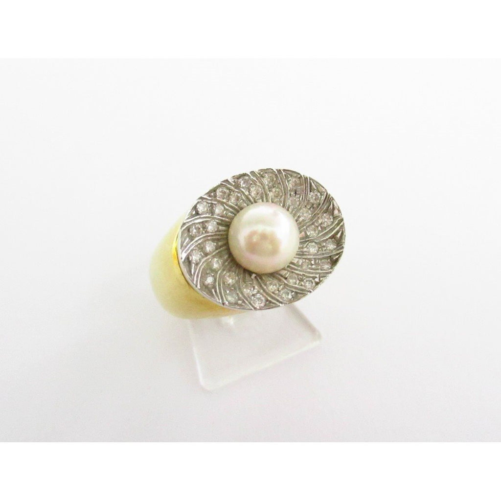 Anello donna Damiata Gioielli in oro bianco e giallo con perla e zirconi 2130/102