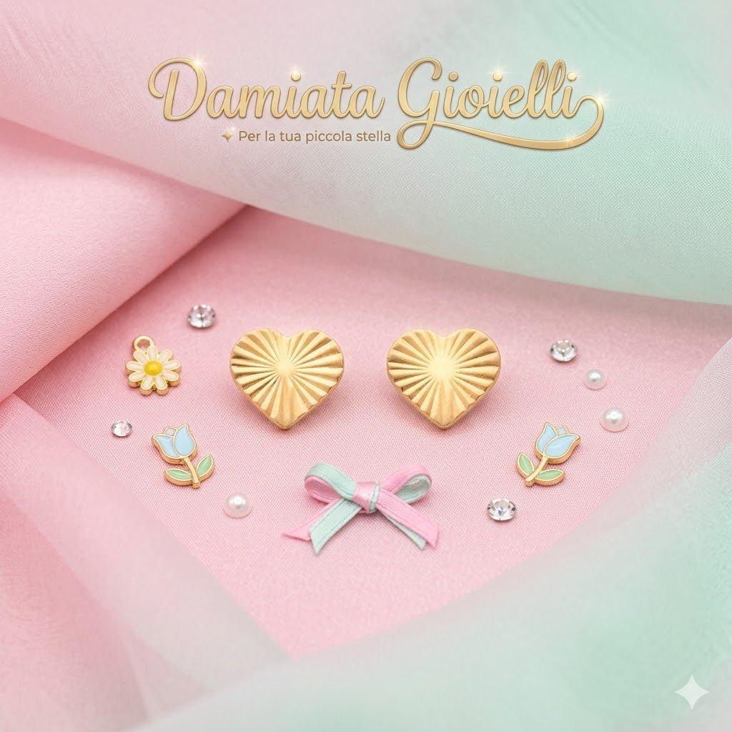 Orecchini a cuore bambina Damiata Gioielli in oro giallo 213/102/3