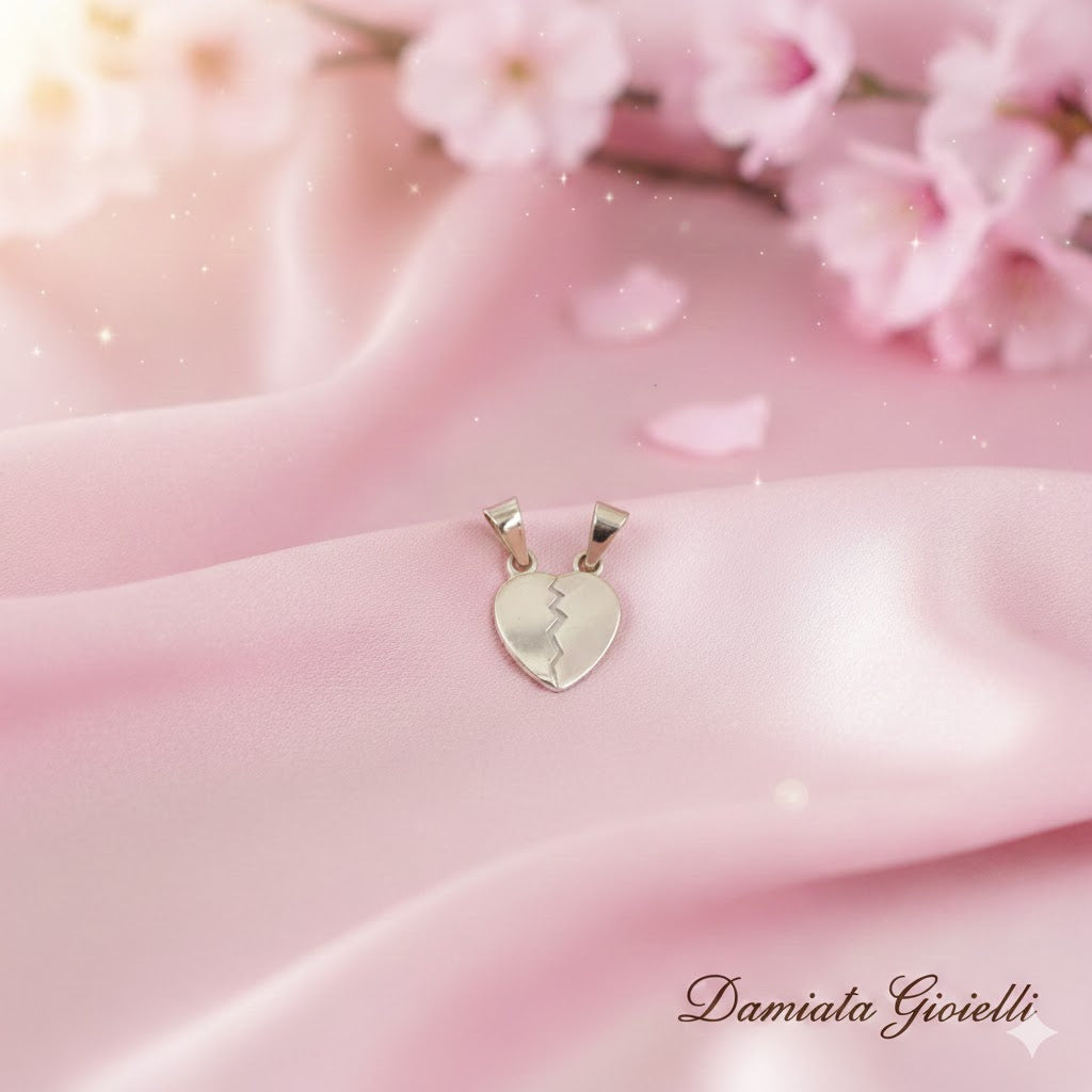 Ciondolo cuore che si spezza unisex Damiata Gioielli in oro bianco 213/102/9