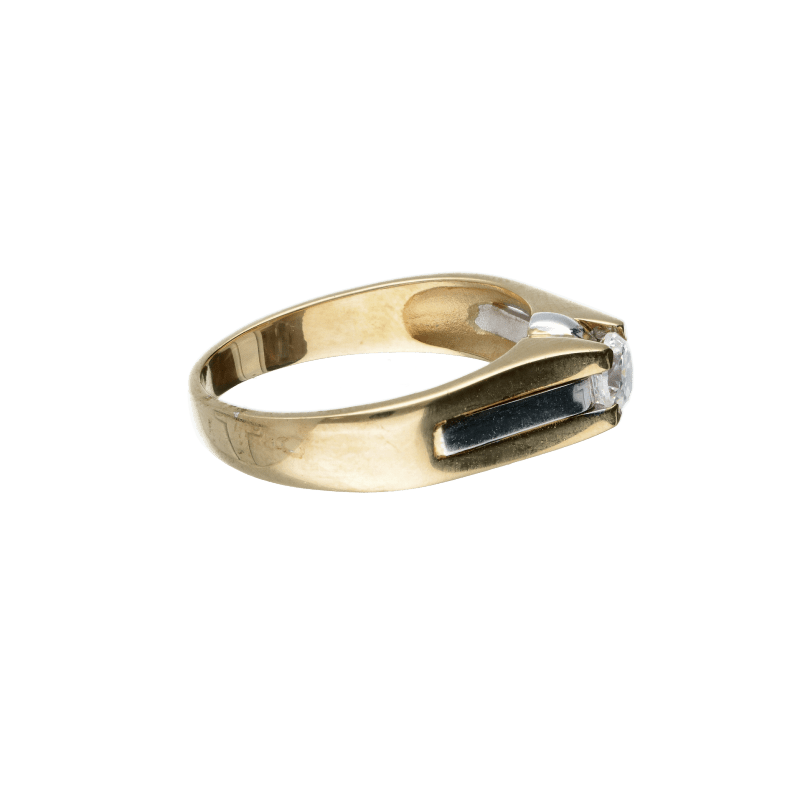 Anello solitario uomo Damiata Gioielli in oro giallo e bianco con zircone 2131/102/1