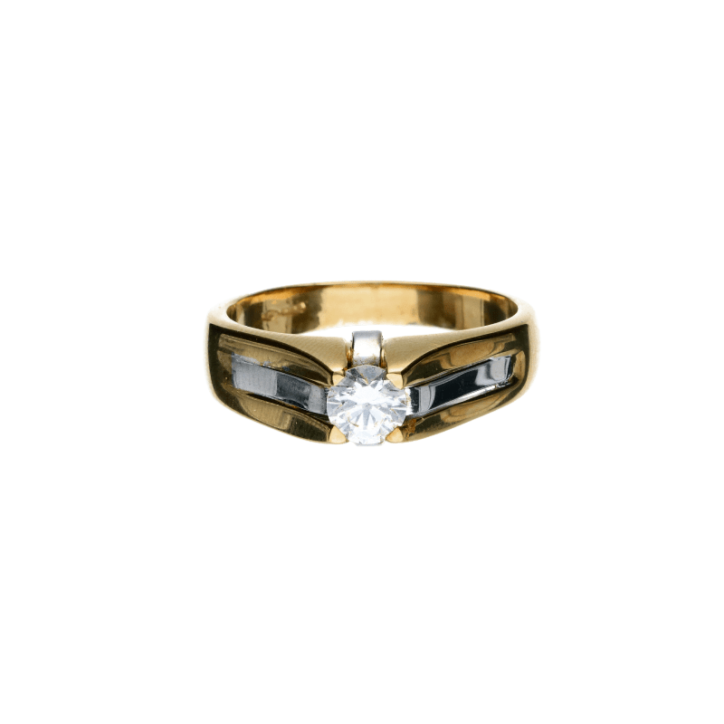 Anello solitario uomo Damiata Gioielli in oro giallo e bianco con zircone 2131/102/1