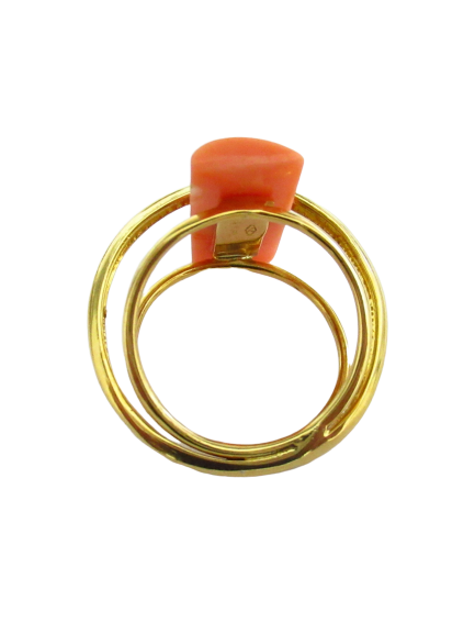 Anello fantasia donna Damiata Gioielli in oro giallo con corallo 2132/102