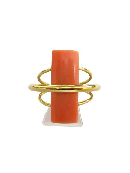 Anello fantasia donna Damiata Gioielli in oro giallo con corallo 2132/102