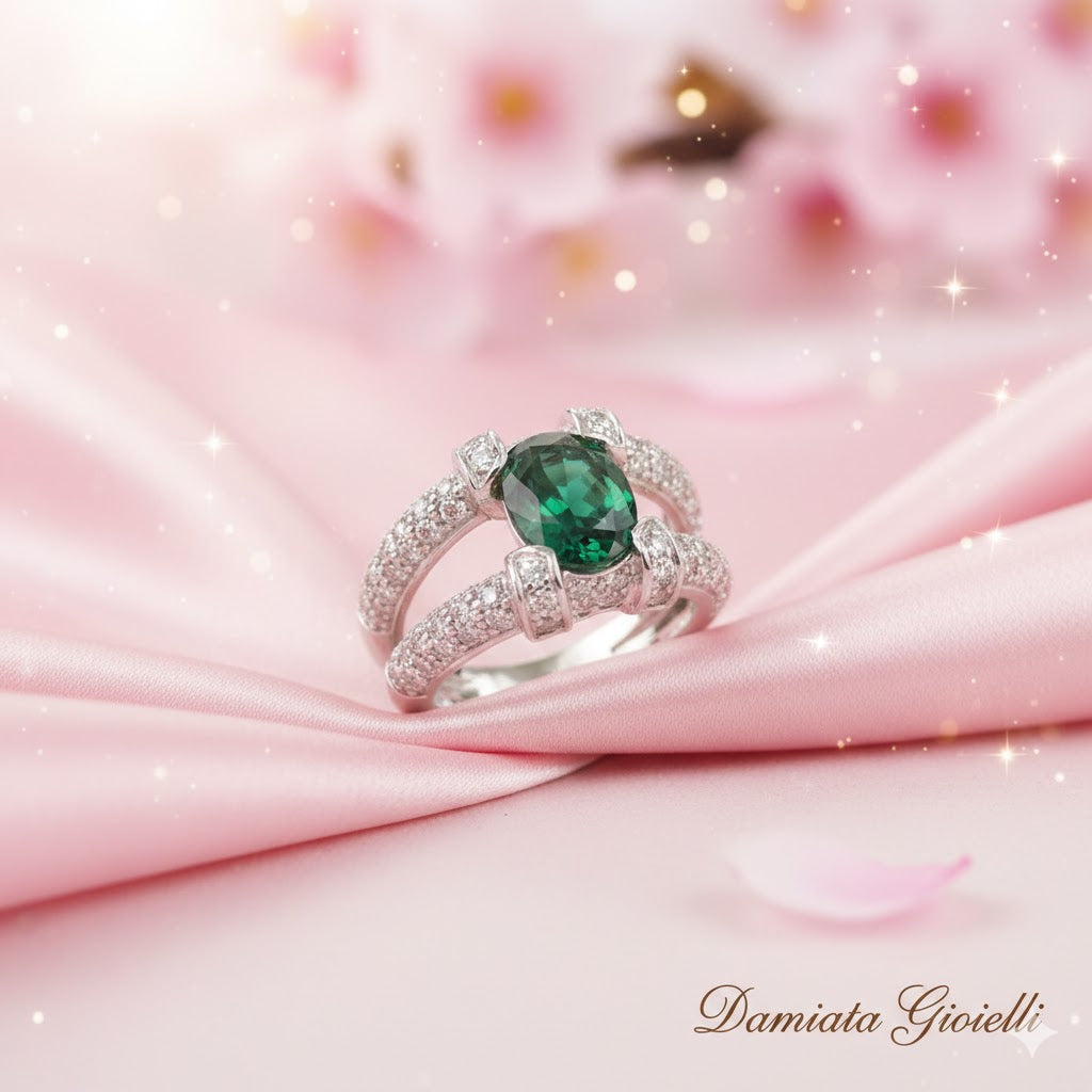Anello donna Damiata Gioielli in oro bianco, quarzo e zirconi 2132/102/1