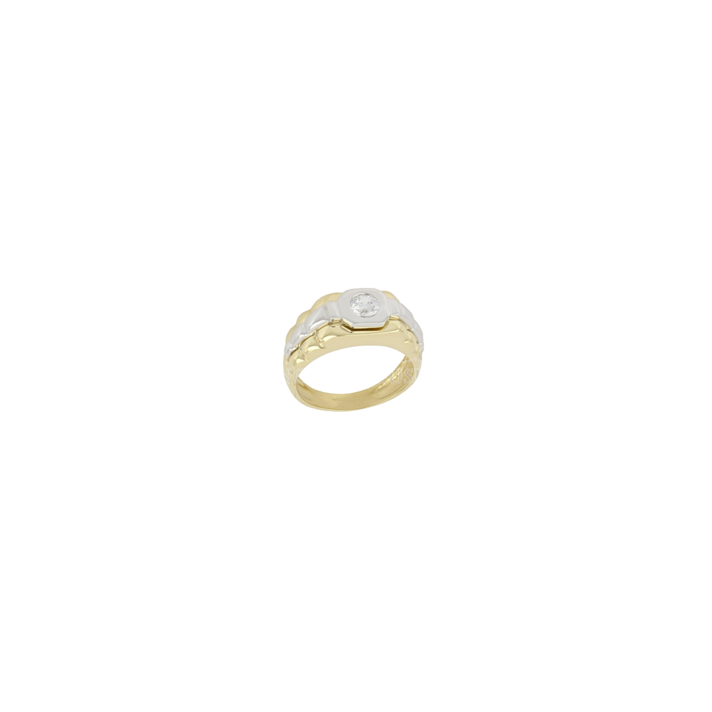 Anello uomo Damiata Gioielli in oro bianco e giallo con zircone 2136/102