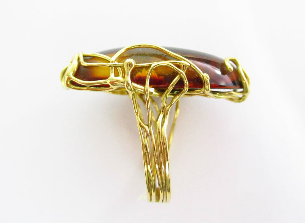 Anello spoletta donna Damiata Gioielli in oro giallo e ambra 2137/102/1