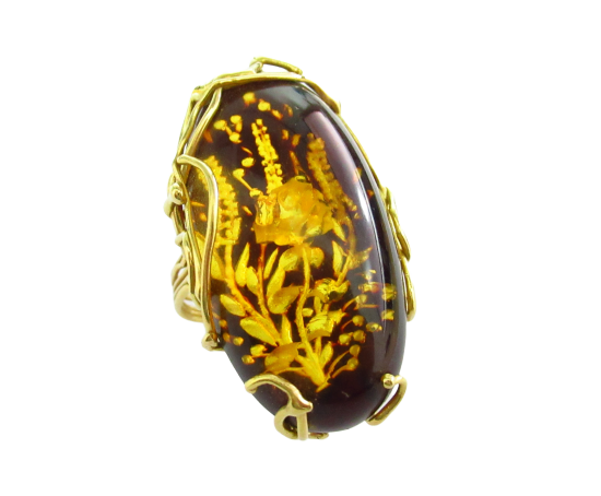 Anello spoletta donna Damiata Gioielli in oro giallo e ambra 2137/102/1