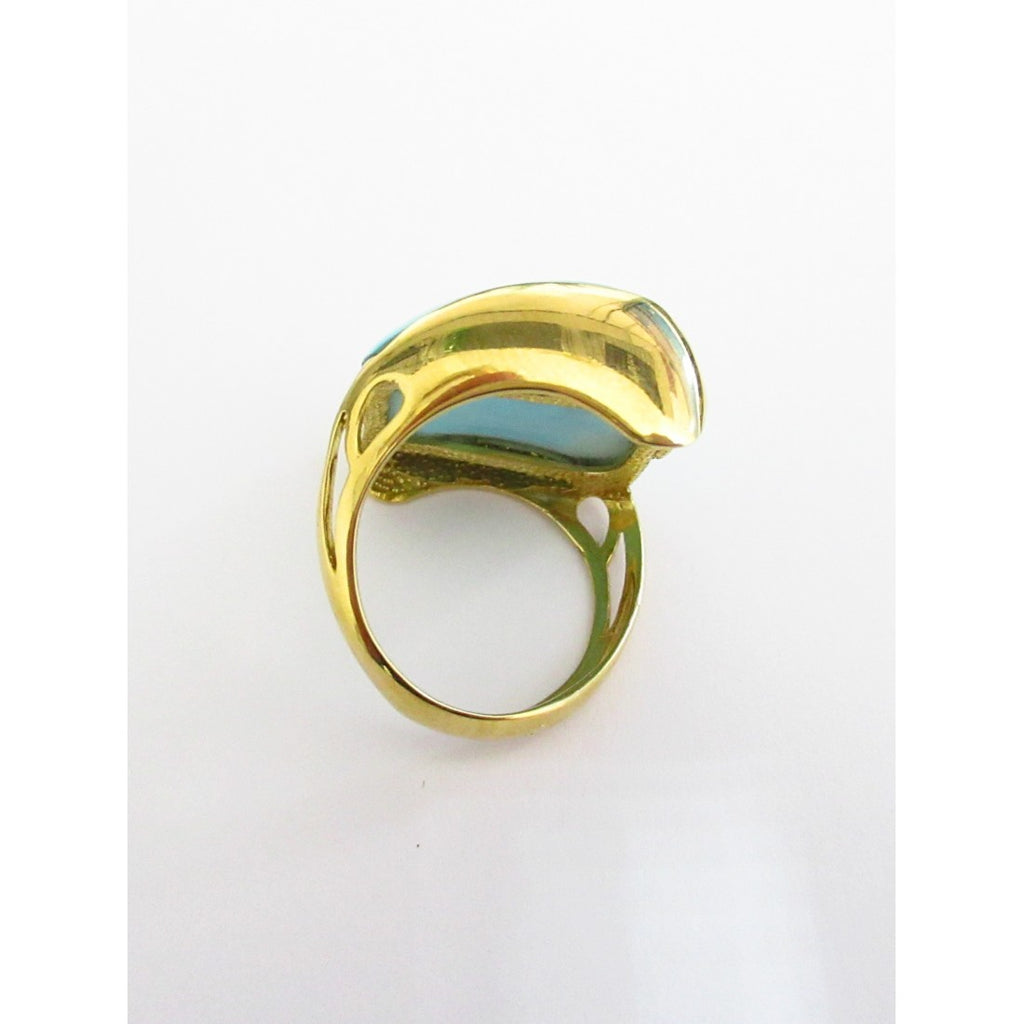 Anello fantasia donna Damiata Gioielli in oro giallo con pasta di turchese 2140/102