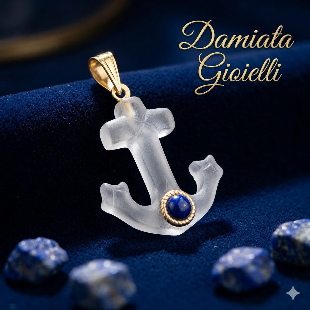 Ciondolo ad ancora donna Damiata Gioielli in oro giallo con cristallo 214/102/1