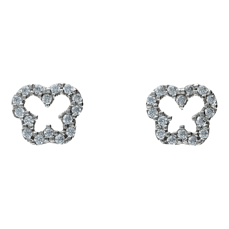 Orecchini a fiore bambina Damiata Gioielli in oro bianco e zirconi 214/102/3