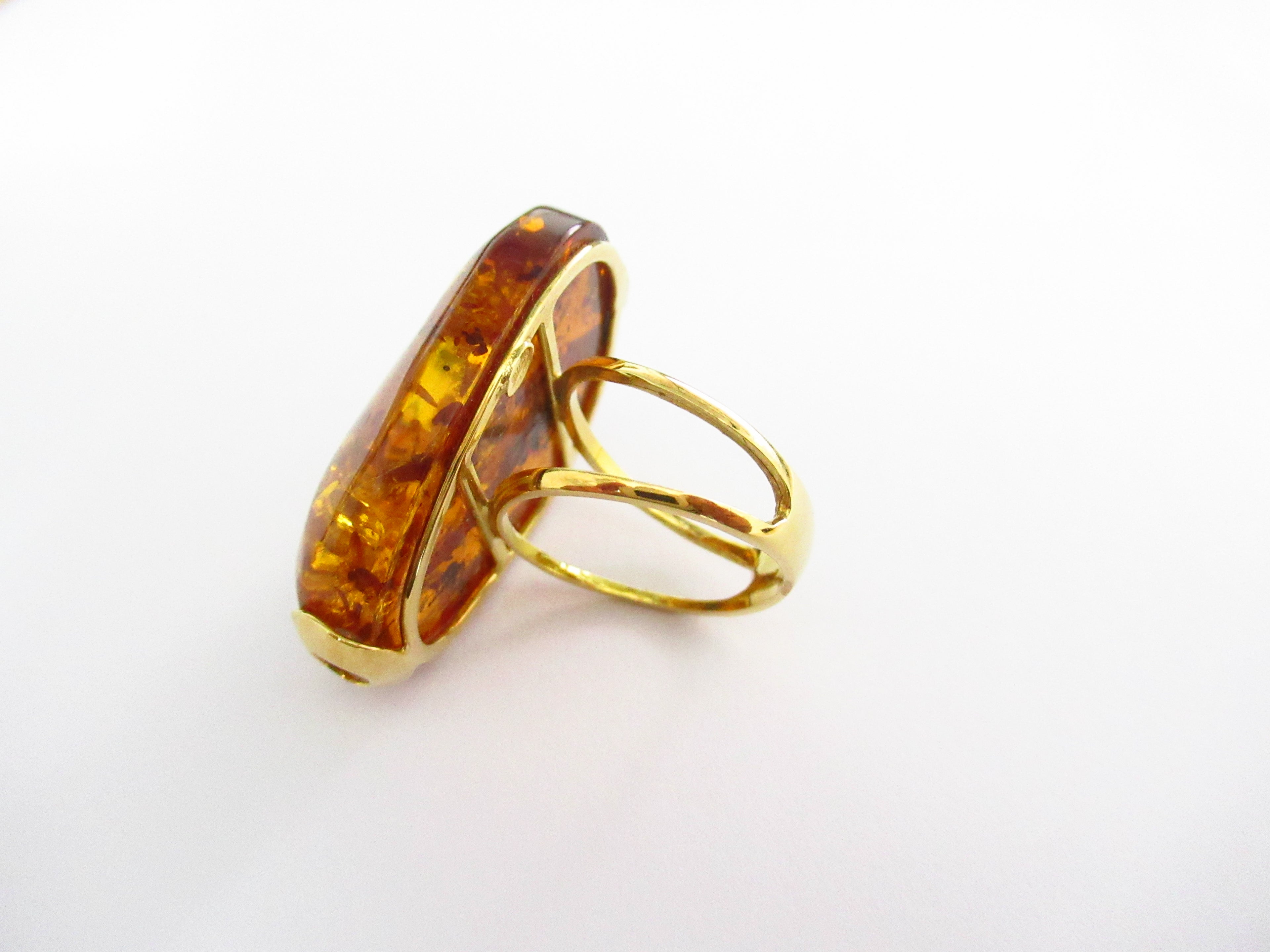 Anello fantasia donna Damiata Gioielli in oro giallo con ambra 2143/102