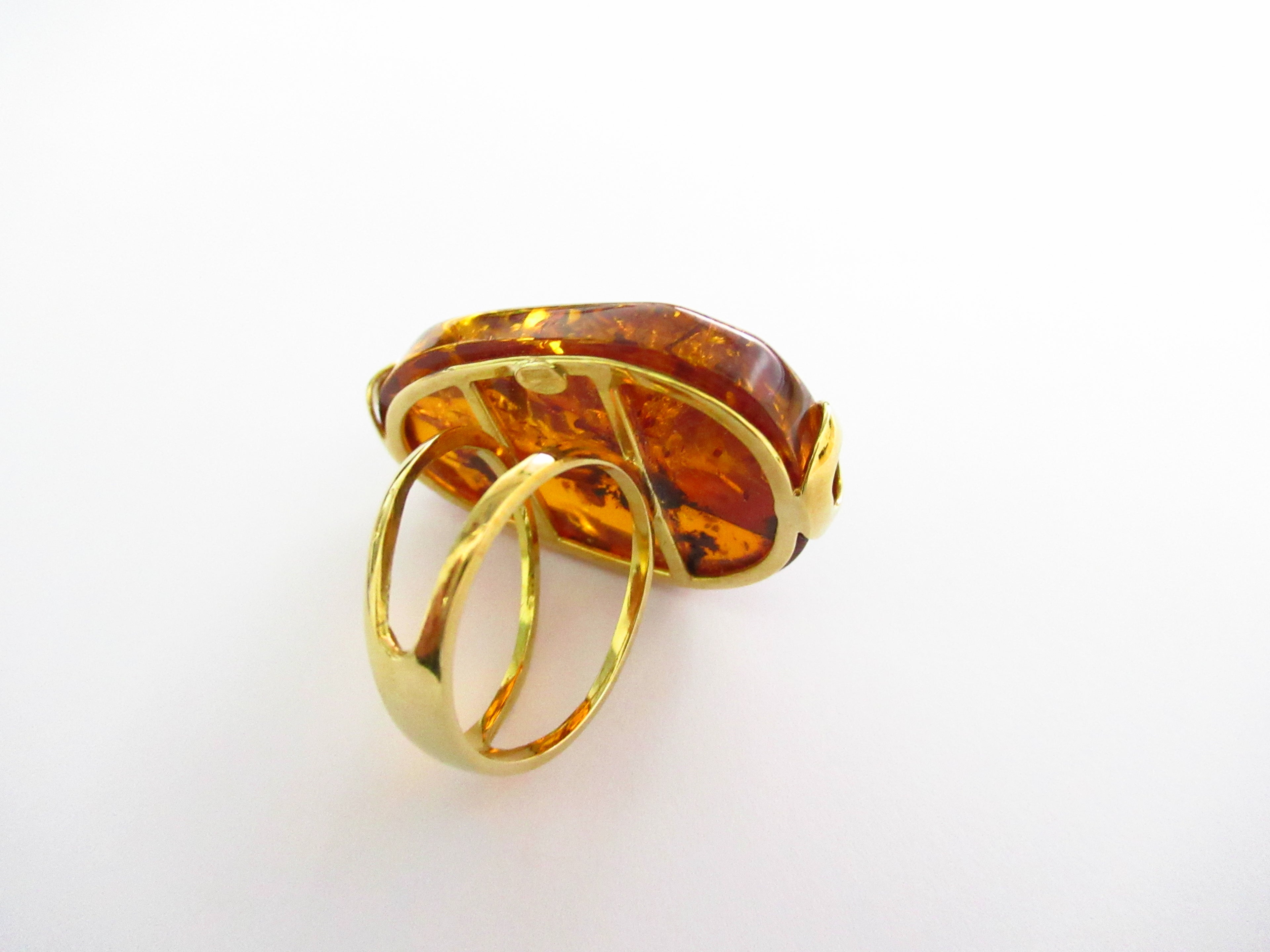 Anello fantasia donna Damiata Gioielli in oro giallo con ambra 2143/102