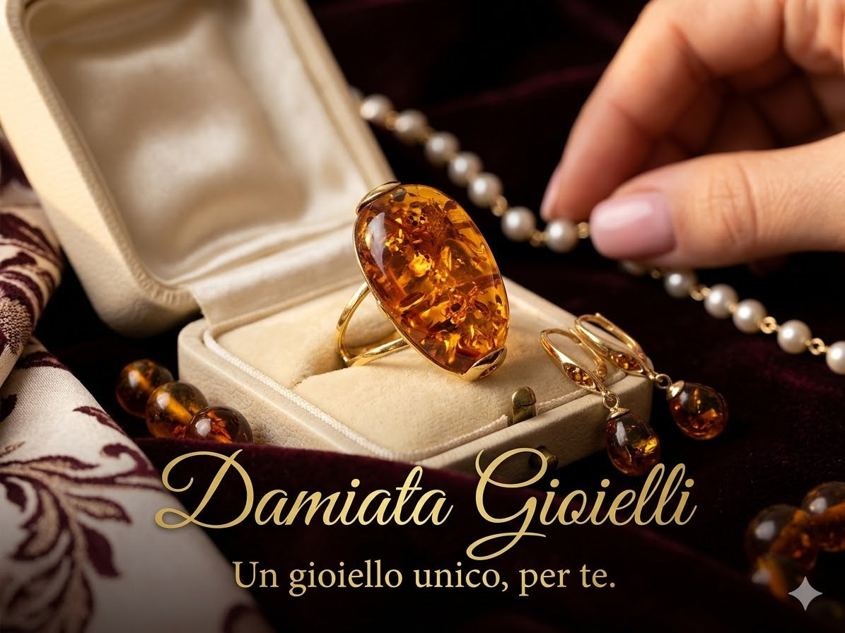 Anello fantasia donna Damiata Gioielli in oro giallo con ambra 2143/102