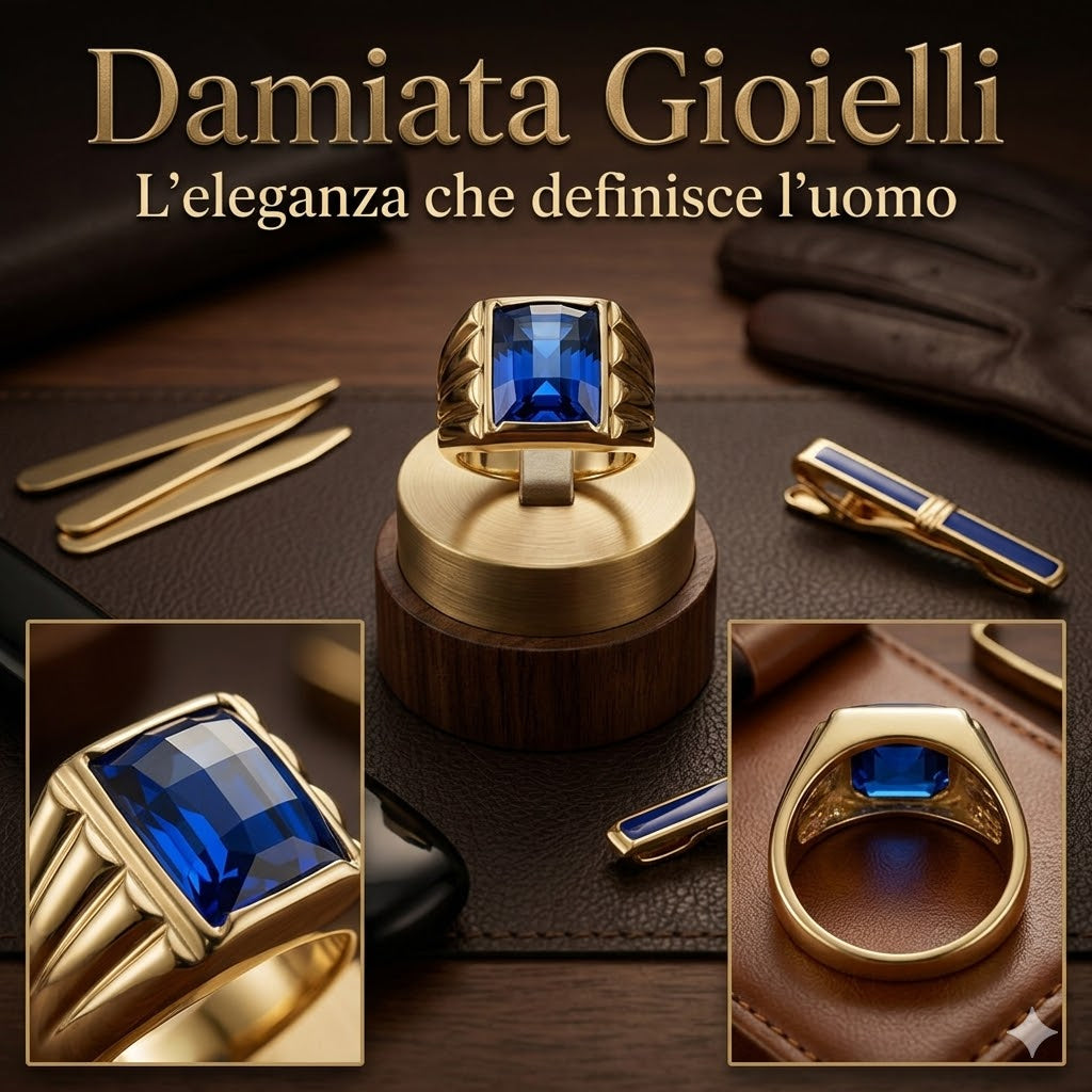 Anello uomo Damiata Gioielli in oro giallo con quarzo 2144/7/102
