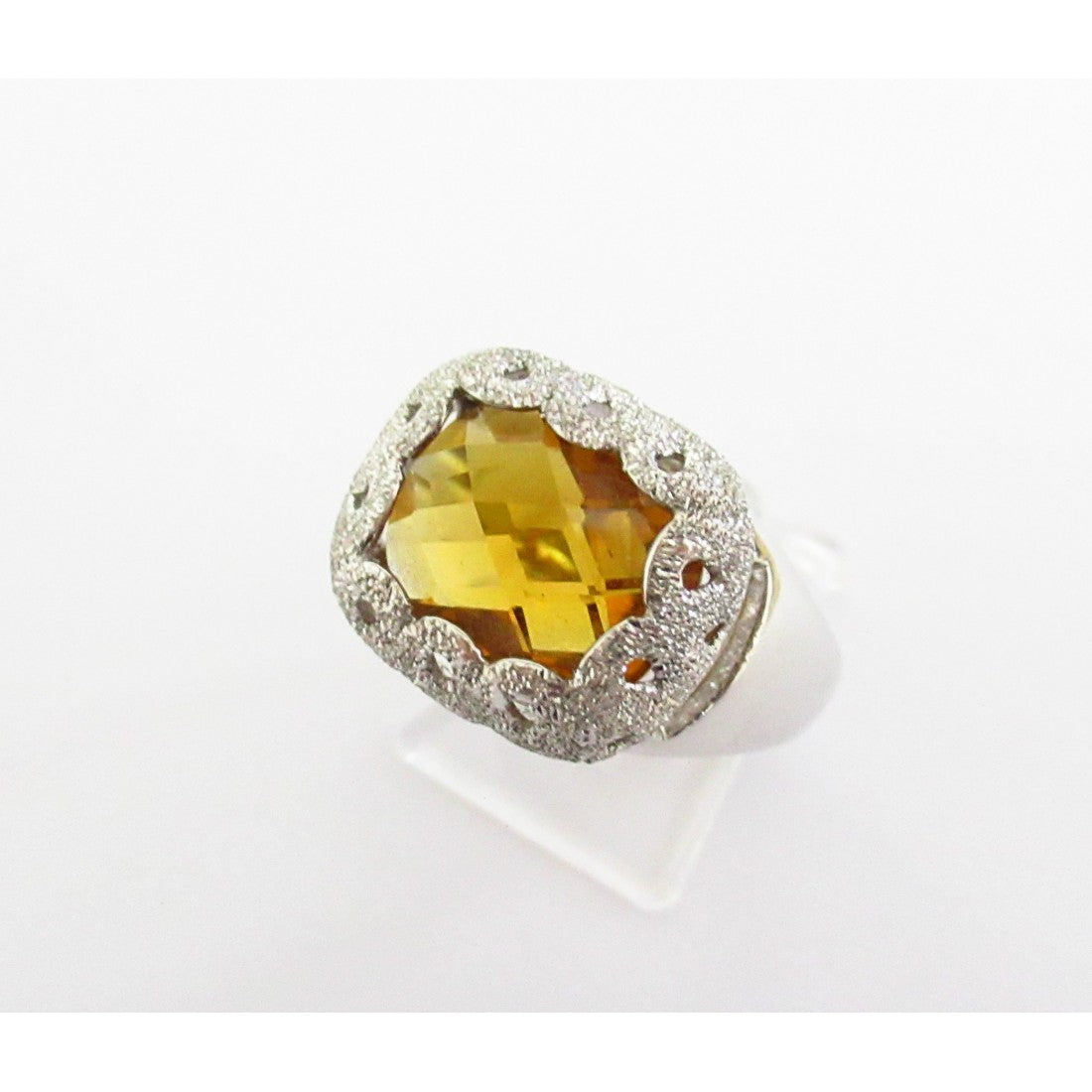 Anello donna Damiata Gioielli in oro bianco, quarzo e zirconi 2145/102/2