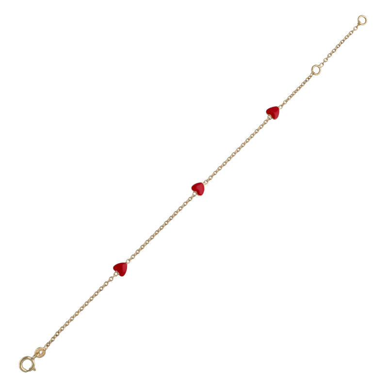 Bracciale con cuori bambina Damiata Gioielli in oro giallo smaltato 214/5/102/3