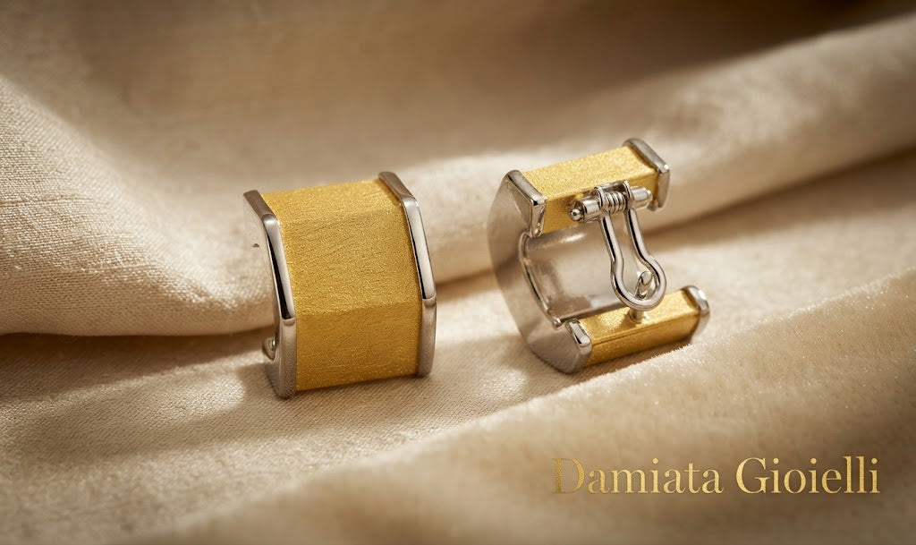Orecchini a cerchio donna Damiata Gioielli in oro giallo e bianco ref. 2148/102