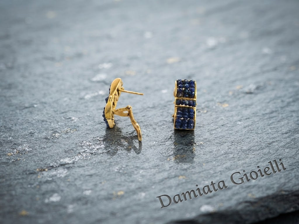 Orecchini donna Damiata Gioielli in oro giallo e quarzi blu ref. 2150/102