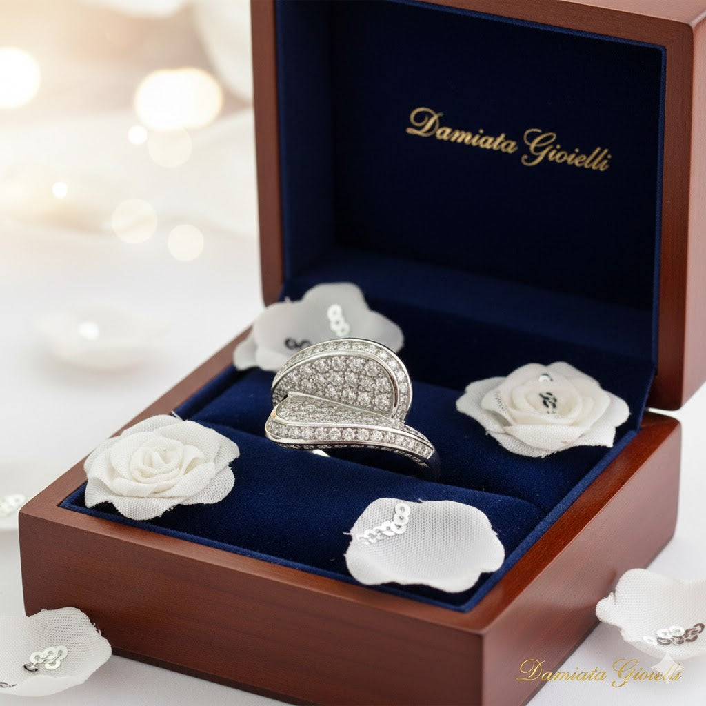 Anello donna Damiata Gioielli in oro bianco e zirconi 2150/102/4