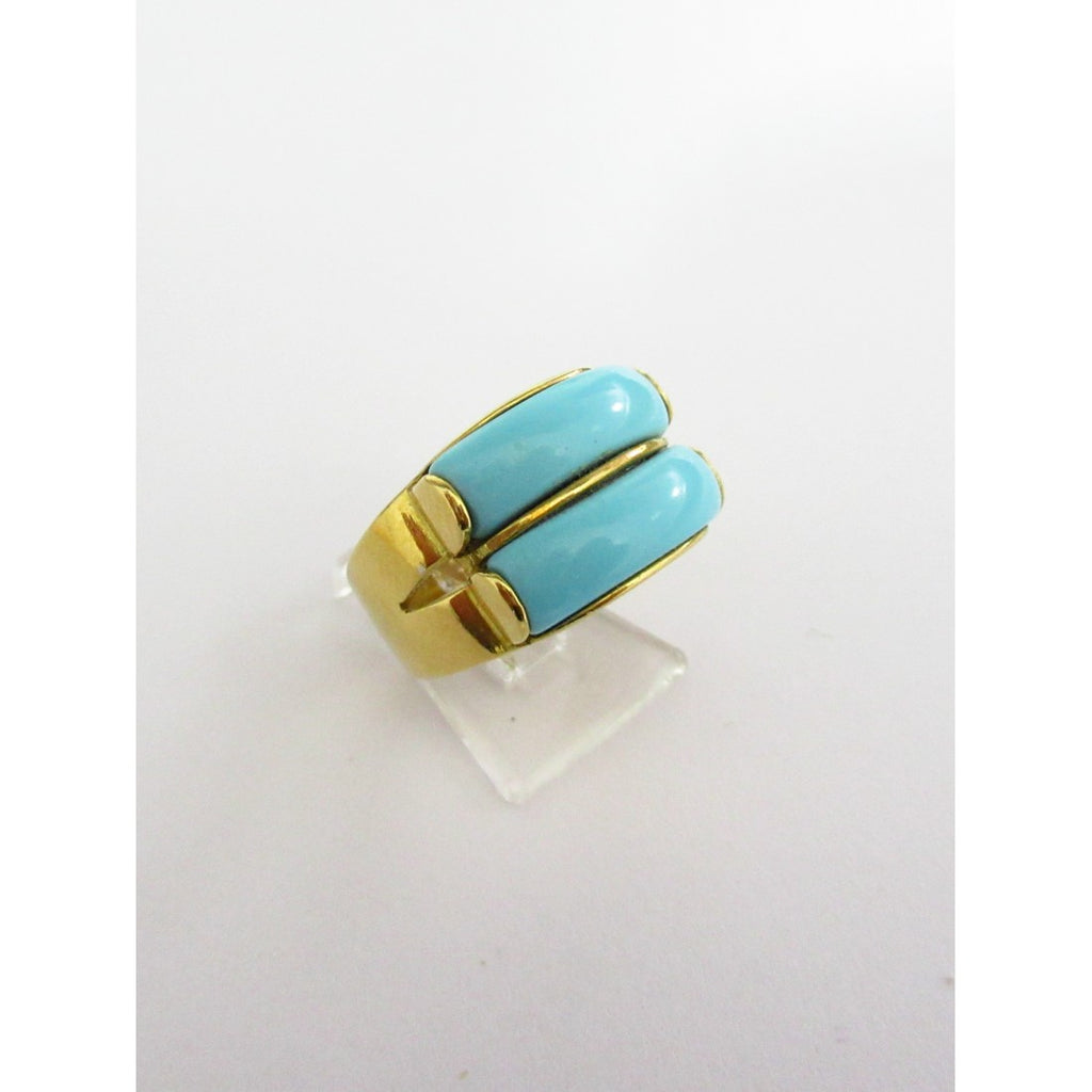 Anello fantasia donna Damiata Gioielli in oro giallo con pasta di turchese 2152/102/1