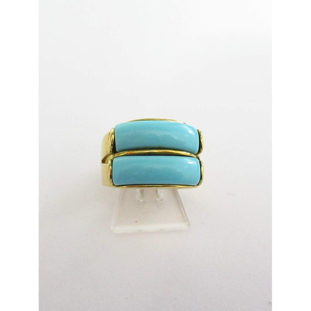 Anello fantasia donna Damiata Gioielli in oro giallo con pasta di turchese 2152/102/1