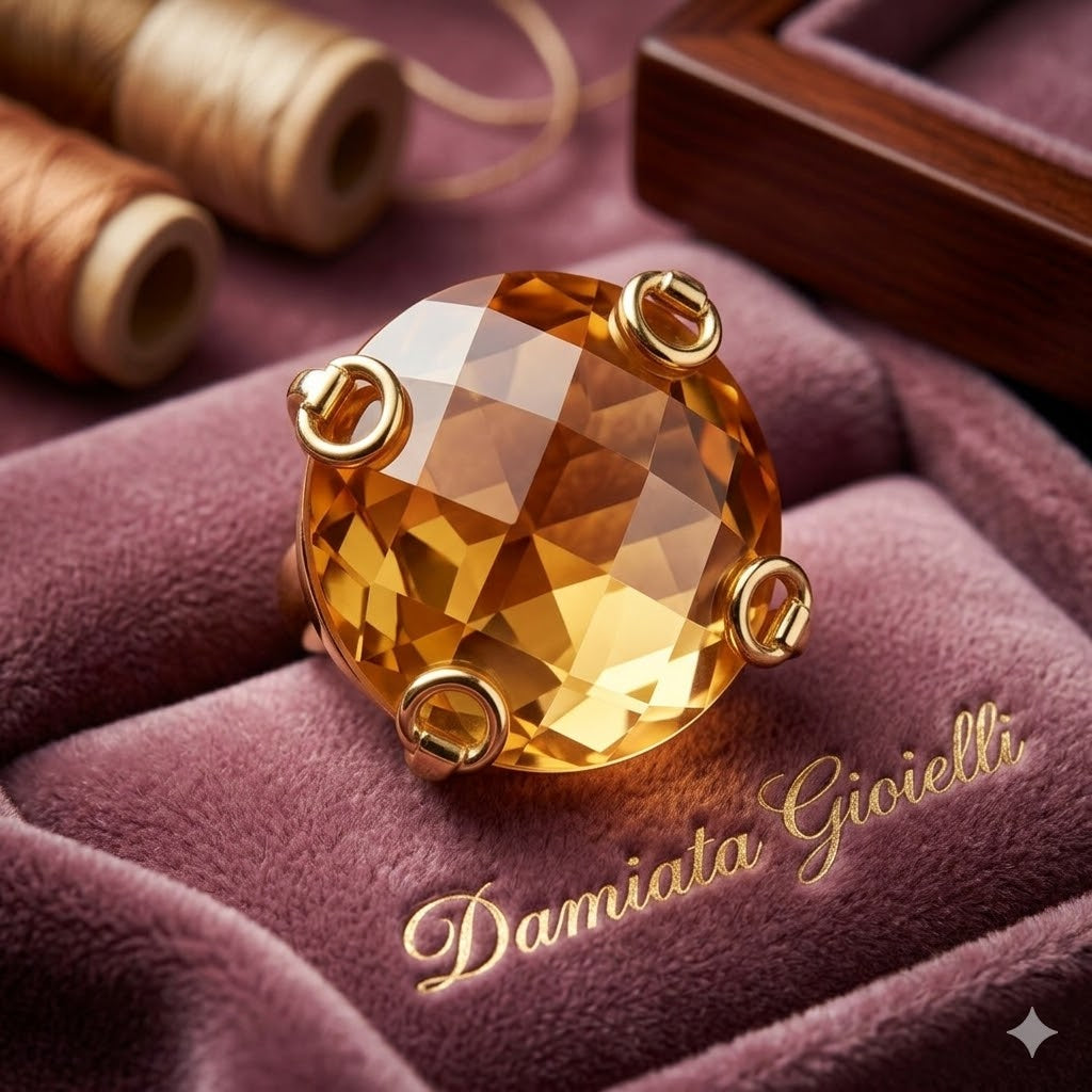 Anello fantasia donna Damiata Gioielli in oro giallo con quarzo 2152/102