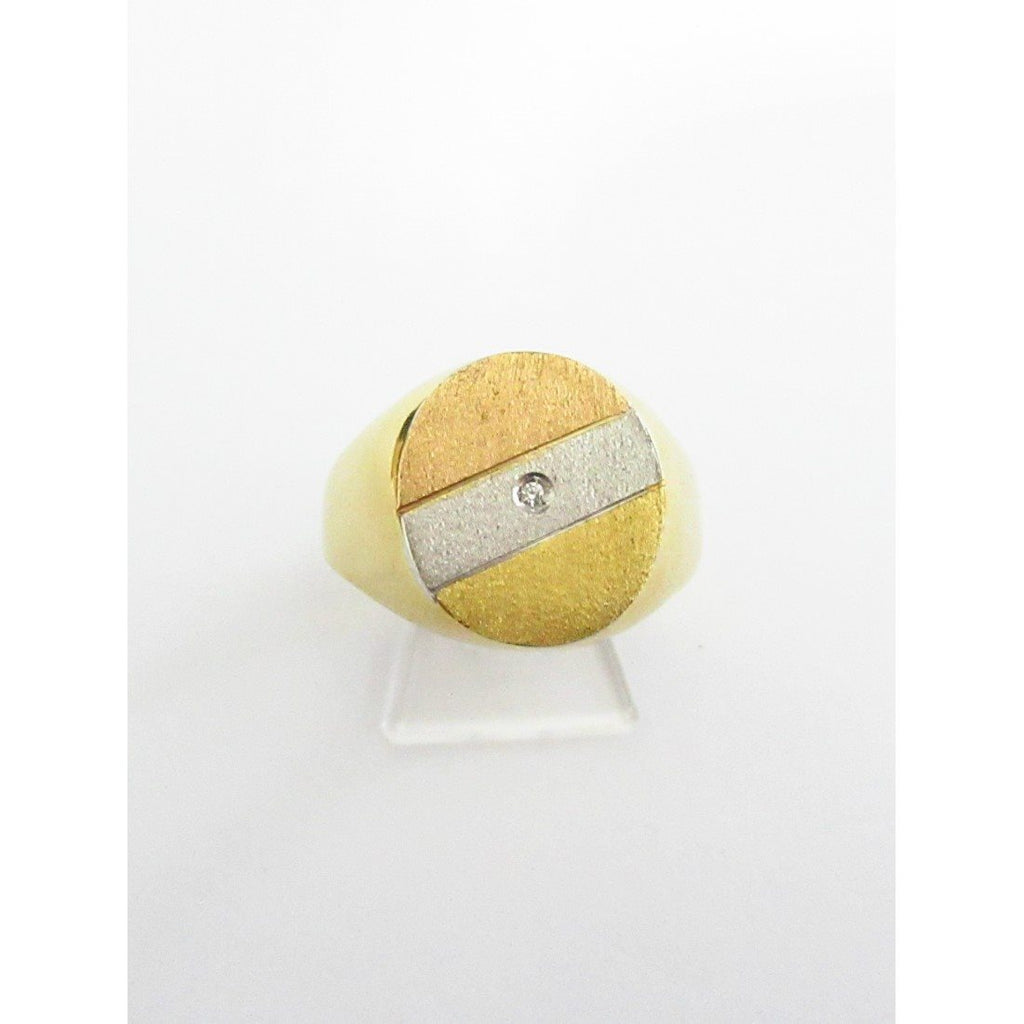 Anello uomo Damiata Gioielli in oro bianco, giallo e rosè con un diamante 2155/102
